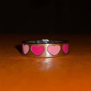 NWT Handcrafted Hypoallergenic Pink and silver heart ring
